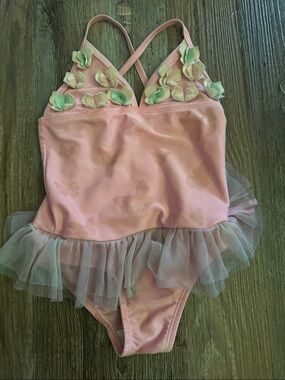 Floatimini Pink and Mint Butterfly Tulle One-Piece Swimsuit
